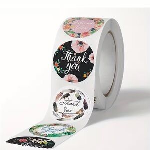 Floral Thank You Stickers Roll